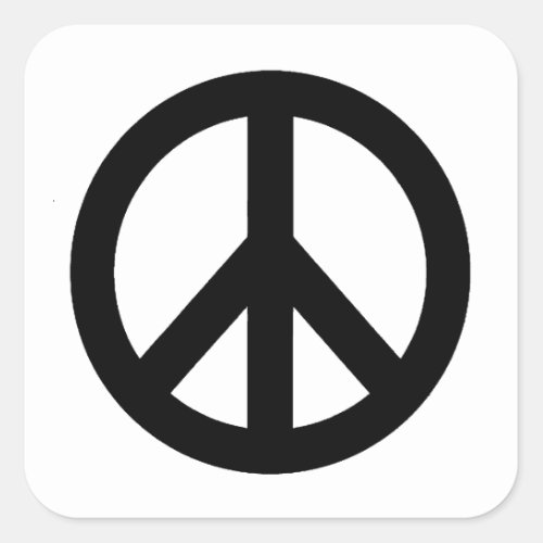 Black White Peace Sign Symbol Square Sticker
