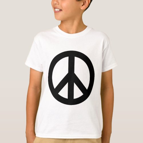 Black White Peace Sign Symbol T_Shirt