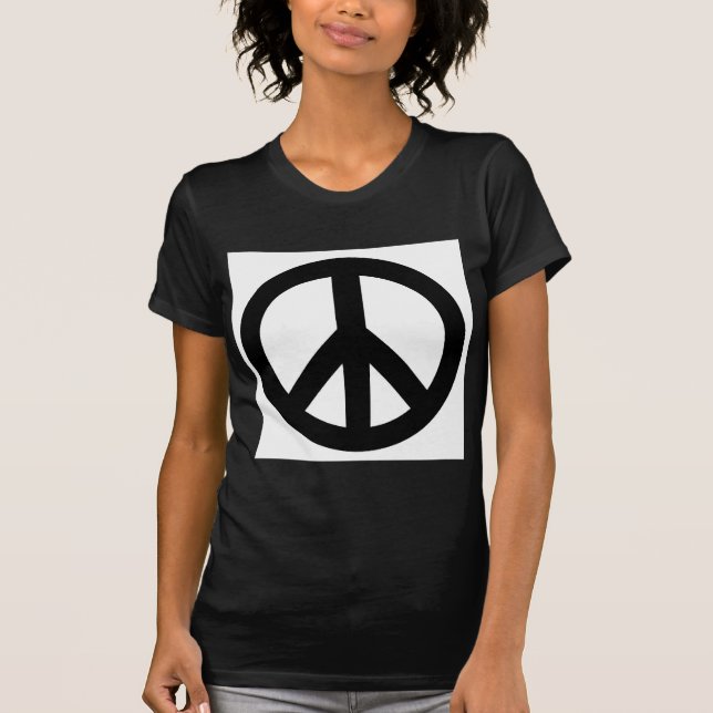 Black White Peace Sign Symbol T-Shirt (Front)