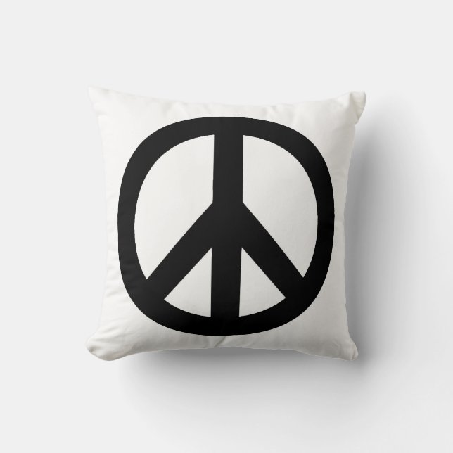 Black White Peace Sign Symbol Throw Pillow (Front)