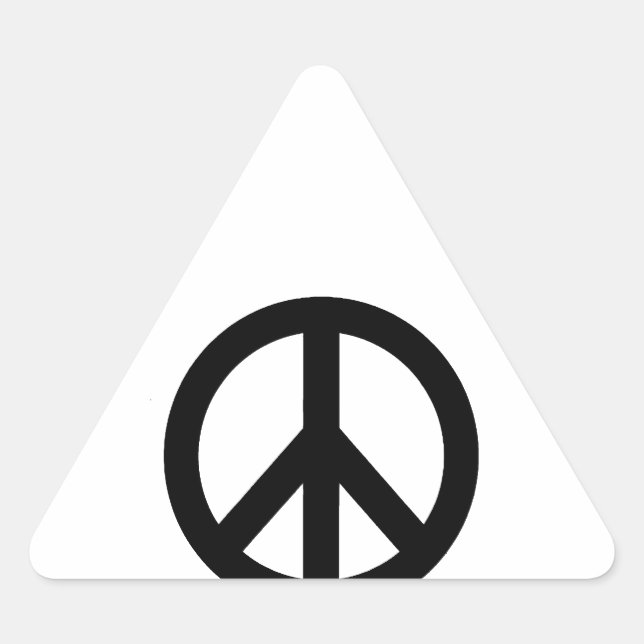 Black White Peace Sign Symbol Triangle Sticker (Front)