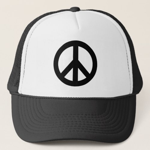 Black White Peace Sign Symbol Trucker Hat
