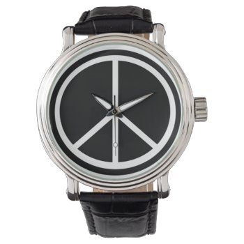 Black & White Peace Sign Watch by StuffOrSomething at Zazzle