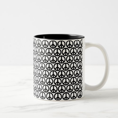 Black  White Peace Signs Two_Tone Coffee Mug