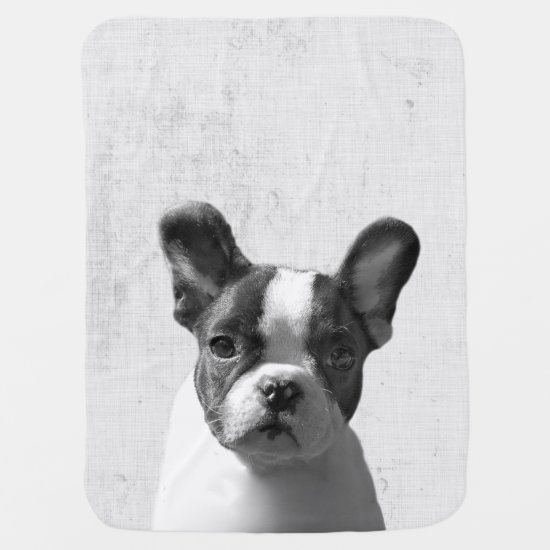 Black & White Peekaboo Boston Terrier Dog Nursery Baby Blanket