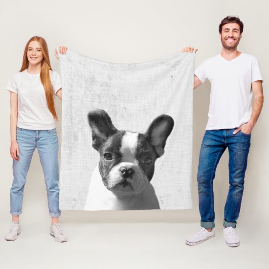 Black & White Peekaboo Boston Terrier Dog Nursery Fleece Blanket