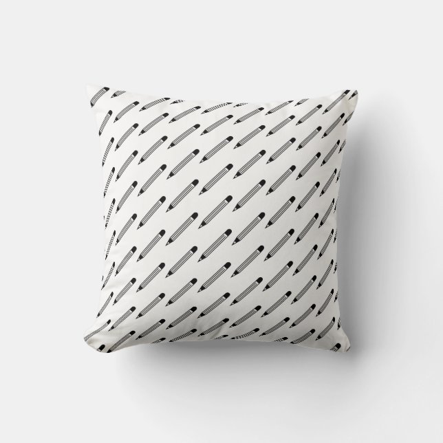 Black & White Pencil Throw Pillow (Front)