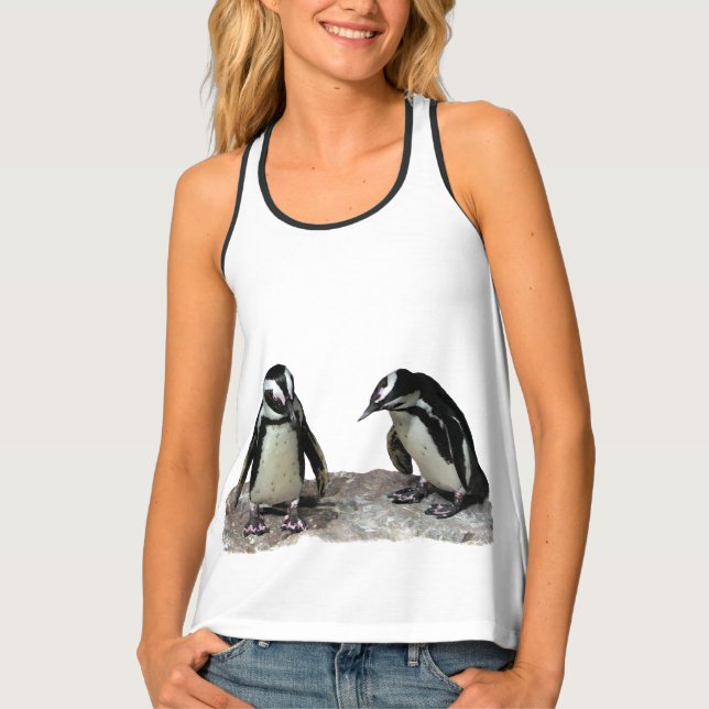 Black White Penguin Birds Animal Tank Top (Front)