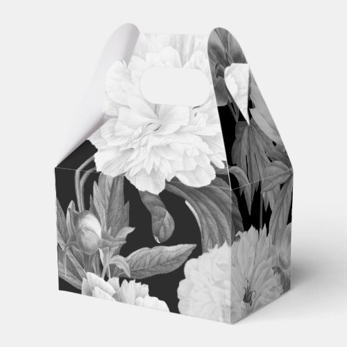 Black  White Peonies Watercolor Floral Favor Boxes