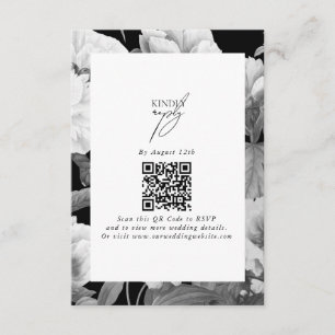 Black & White Peonies Watercolor Floral Wedding Enclosure Card