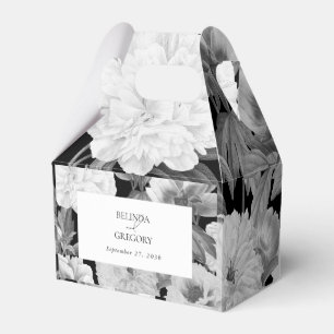 Black & White Peonies Watercolor Floral Wedding Favor Boxes