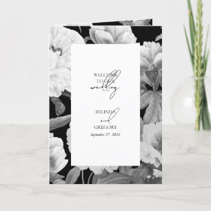 Black & White Peonies Wedding Order of Service Program