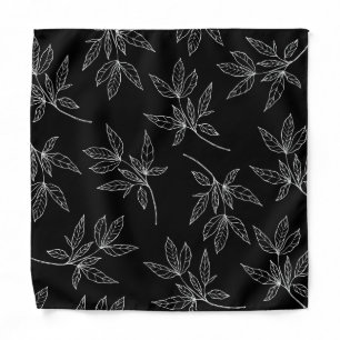 Black & White Peony Leaf Wedding Pocket Square Bandana