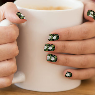 Black & White Peony Rose Floral Wedding Minx Nail Art