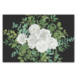 Black &amp; White Peony Rose Floral Wedding Tissue Paper