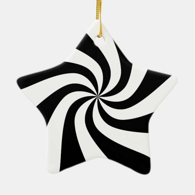 Black & White Peppermint Candy Star Tree Ornament (Back)