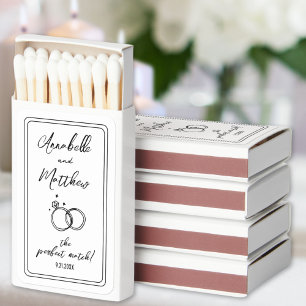Black White Perfect Match Wedding Matchboxes