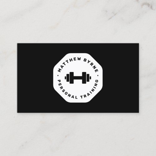 Black White Personal Trainer Training Emblem  Business Card