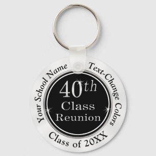 Black White Personalized 40th Class Reunion Gifts Keychain