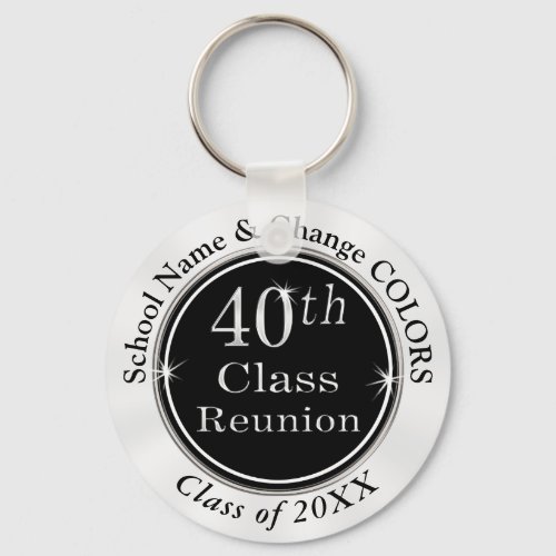 Black White Personalized 40th Class Reunion Gifts Keychain
