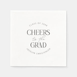Black White Personalized Cheers Grad Party Napkins
