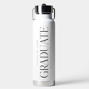 Black White Personalized Class of 2025 Graduate Water Bottle