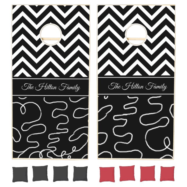 Black & White Personalized Corn Hold Bean Bag Game (Set)