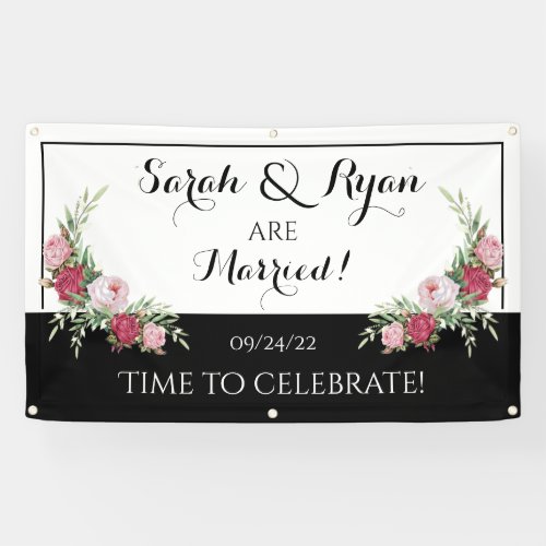 Black  White Personalized Day of Wedding Banner