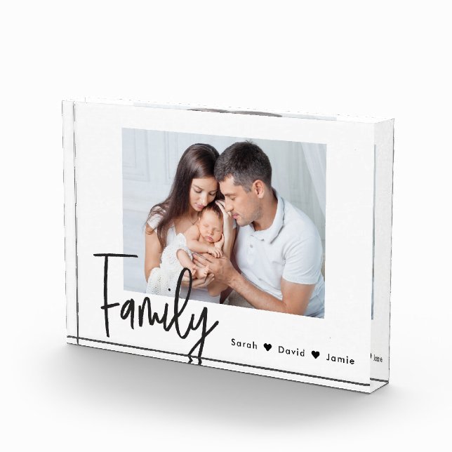 Black White Personalized Family Photo with Names (Right)