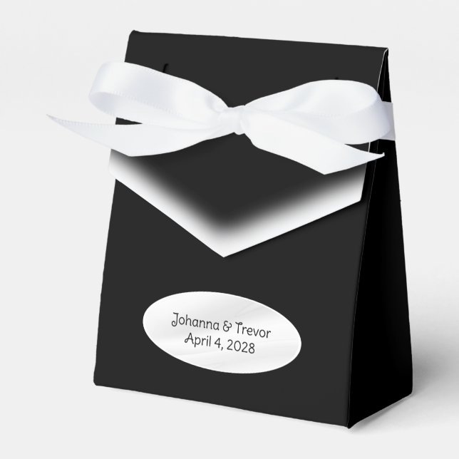 Black & White Personalized  Favor Boxes (Front Side)