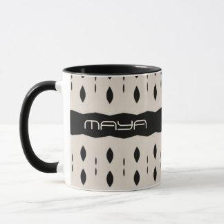 Black White Personalized Large Diamond Pattern  Mug