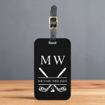 Black White Personalized Monogram Golf Clubs Luggage Tag<br><div class="desc">Travel in style with this black and white personalized golf luggage tag featuring crossed clubs and a bold monogram. Whether heading to a tournament or weekend golf getaway, this tag makes it easy to spot your gear while adding a classic, custom touch. A perfect gift for golfers who appreciate both...</div>