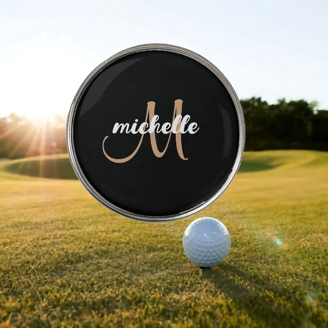 Black White Personalized monogram Initial  Golf Ball Marker (Personalized monogram Initial Name Golf Ball Marker
)