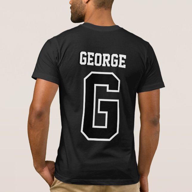 Black White Personalized Monogram Tee for Him (Back)