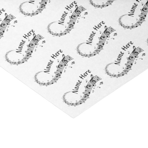 Black White Personalized Music Note Tissue Paper