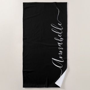 Black & White Personalized Name Beach Towel