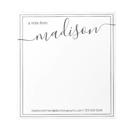 Black White Personalized Name | From The Desk Of Notepad