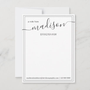Black White Personalized Name From The Desk Of T Thank You Card