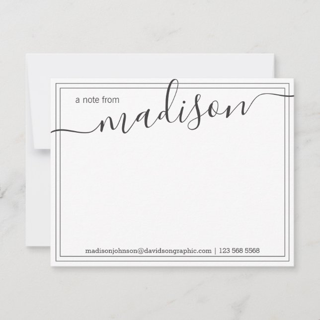 Black White Personalized Name | From The Desk Of  Thank You Card (Front)