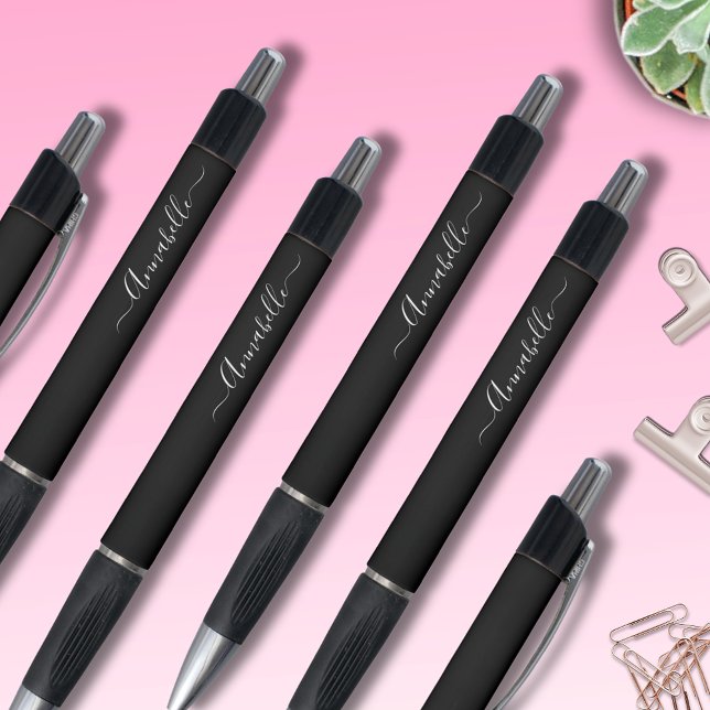  Black & White Personalized Name Pen (Custom personalized pens with stylish script text. Just add your own name.  Colors can be changed. )