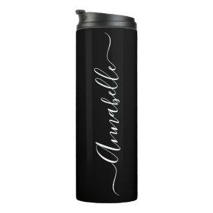 Black White Personalized Name Thermal Tumbler
