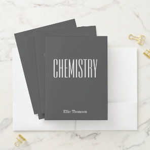 Black White Personalized School Subject Chemistry  Pocket Folder