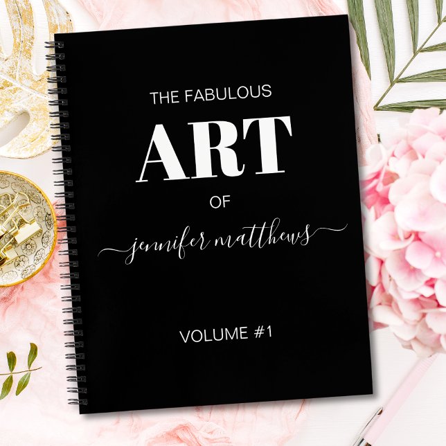 Black White Personalized Script Name Sketchbook Notebook (Creator Uploaded)