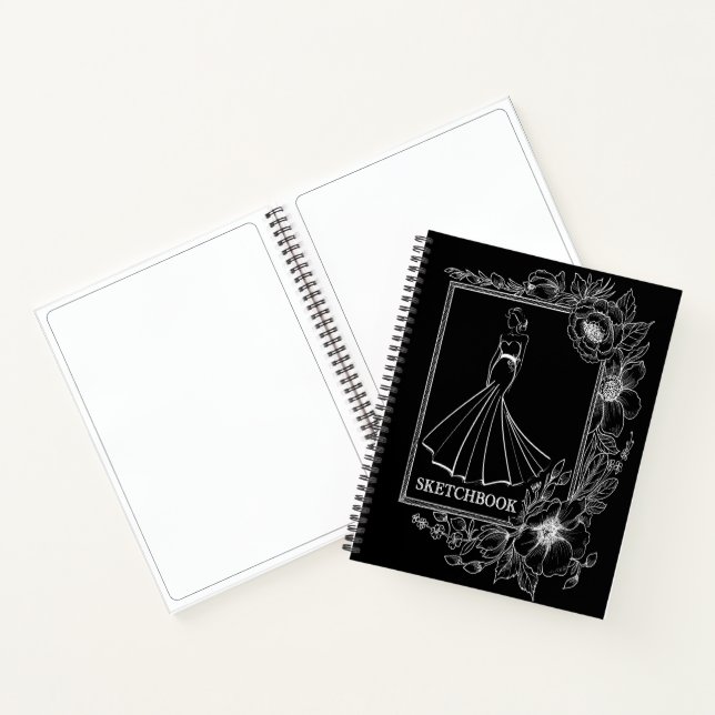 Black White Personalized Sketchbook for Drawing Notebook (Inside)