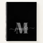 Black White Personalized Sketchbook Monogram Name Notebook at Zazzle
