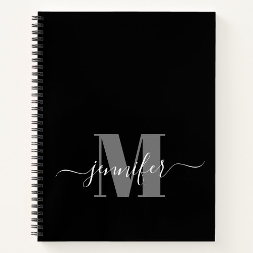 Black White Personalized Sketchbook Monogram Name Notebook