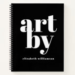 Black White Personalized Sketchbook Notebook at Zazzle