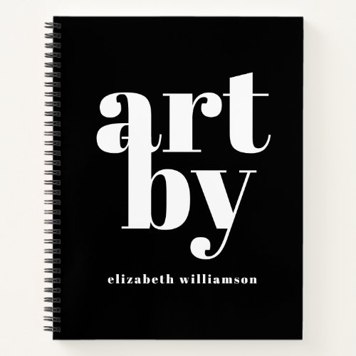 Black White Personalized Sketchbook Notebook
