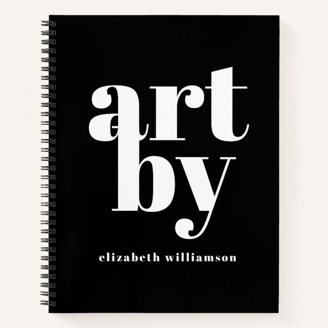 Black White Personalized Sketchbook Notebook (Front)