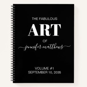 Black White Personalized Sketchbook Your Name Notebook